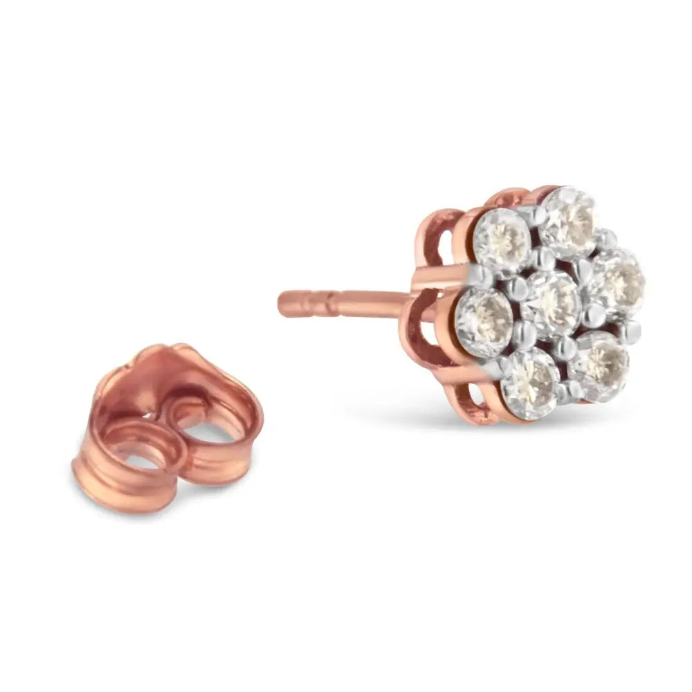 0.50 carat diamond floral stud earrings in 10k rose gold bijoux-nyc direct