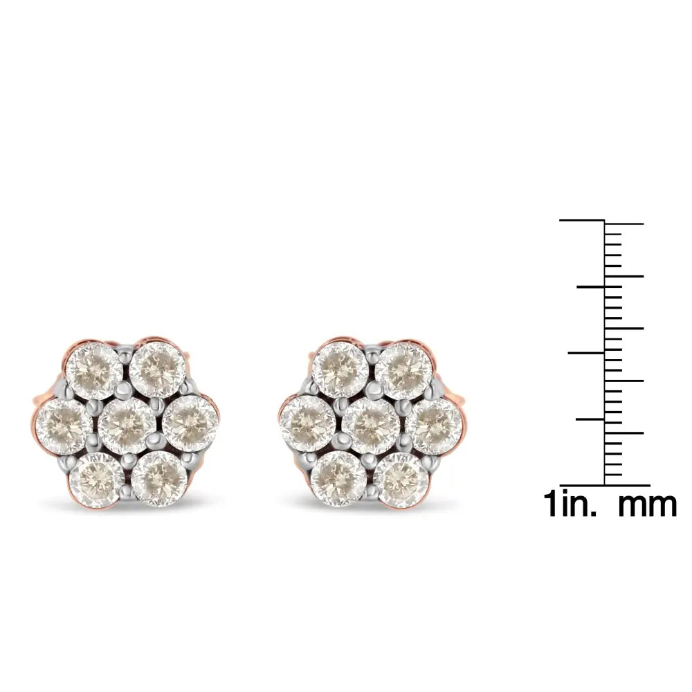 0.50 carat diamond floral stud earrings in 10k rose gold bijoux-nyc direct