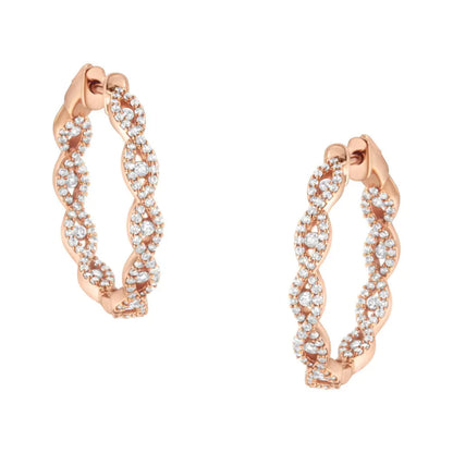 10K Rose Gold Diamond Hoop Earring (1 cttw, H-I Color, I1-I2 Clarity) - Bijoux-NYC Direct