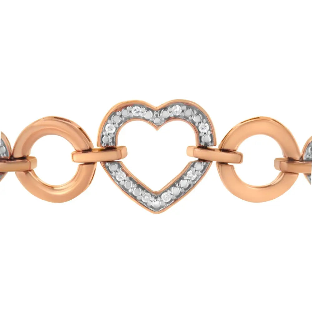 10k rose gold diamond heart infinity bolo bracelet 1/10 cttw 6-9 inch bijoux-nyc direct
