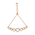 10k rose gold diamond heart infinity bolo bracelet 1/10 cttw 6-9 inch bijoux-nyc direct