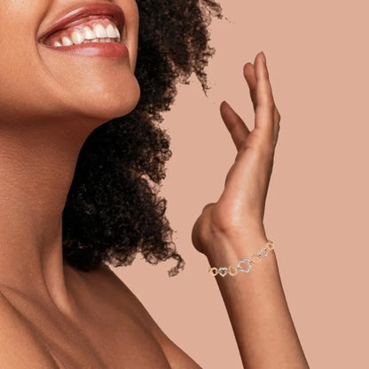10k rose gold over.925 sterling silver 1/10 cttw round cut diamond heart link adjustable bolo bracelet (h i color i2 i3 clarity)