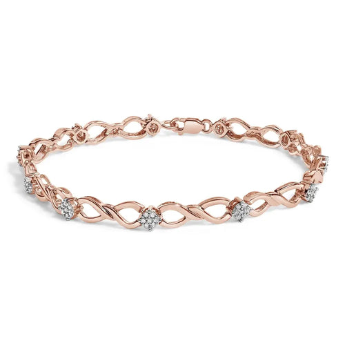 1/2 cttw diamond infinity link bracelet in rose gold plated silver bijoux-nyc direct