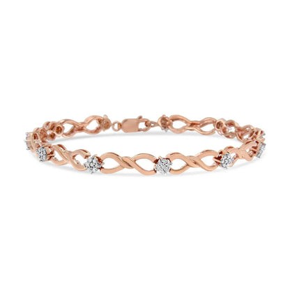 10K Rose Gold Plated .925 Sterling Silver 1/2 Cttw Diamond Infinity Link Tennis Bracelet (H-I Color, I2-I3 Clarity) -7” - Bijoux-NYC Direct