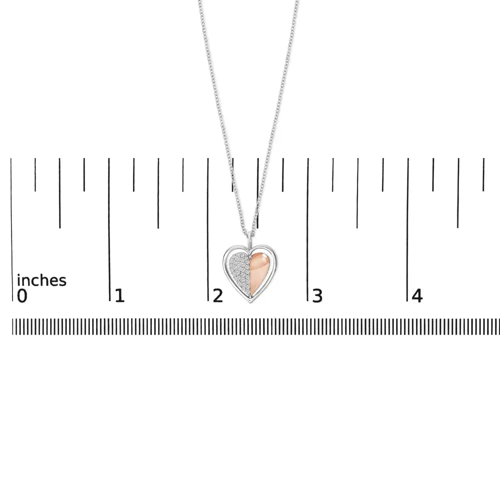 Two-tone heart pendant necklace with 1/5 cttw diamonds in 10k rose gold bijoux-nyc direct