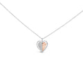 Two-tone heart pendant necklace with 1/5 cttw diamonds in 10k rose gold bijoux-nyc direct