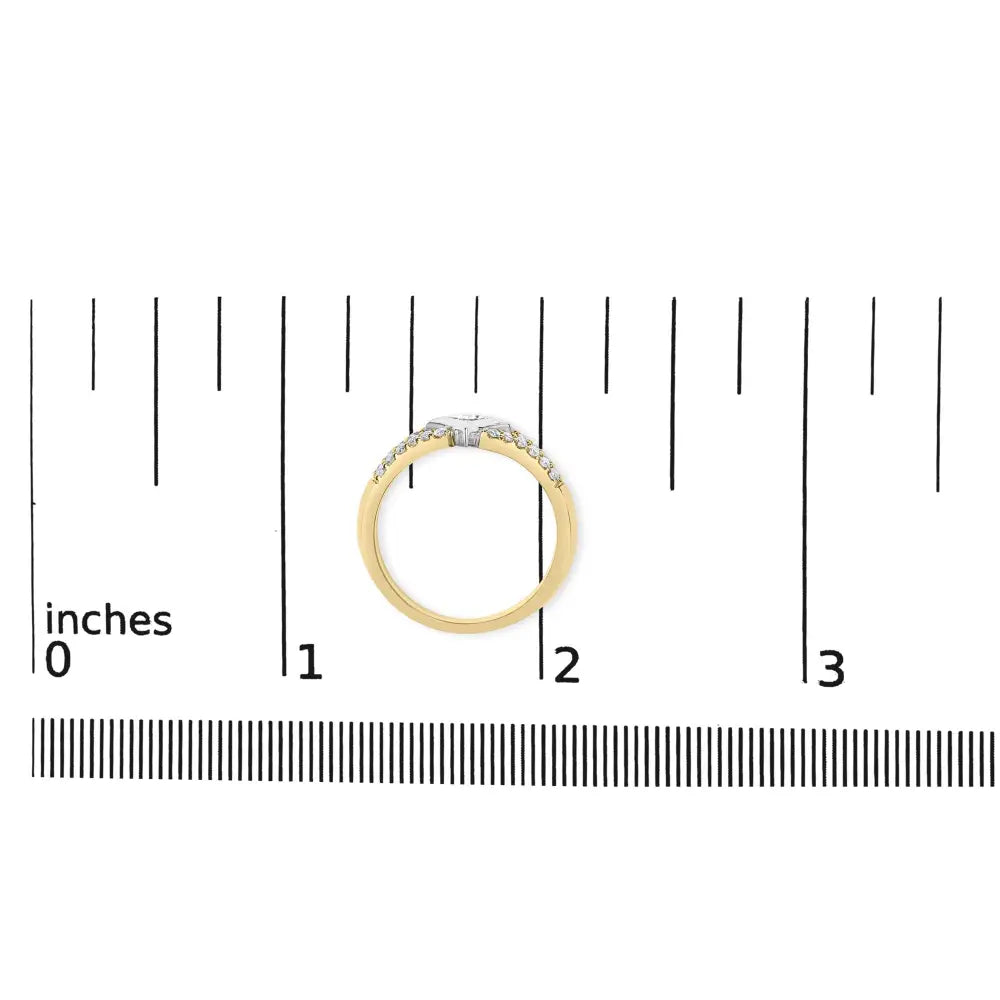 10k two tone 1/2 cttw diamond kite and split shank ring h-i si2-i1 bijoux-nyc direct