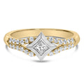 10k two tone 1/2 cttw diamond kite and split shank ring h-i si2-i1 bijoux-nyc direct