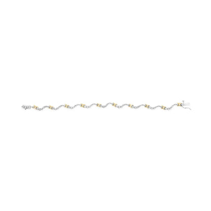 10k two tone 2.00 cttw diamond ’x’ and wave link bracelet (h i color i1 i2 clarity) 7’’ inches bracelets/bracelet/link handcrafted