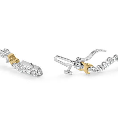 10k two tone 2.00 cttw diamond ’x’ and wave link bracelet (h i color i1 i2 clarity) 7’’ inches bracelets/bracelet/link handcrafted