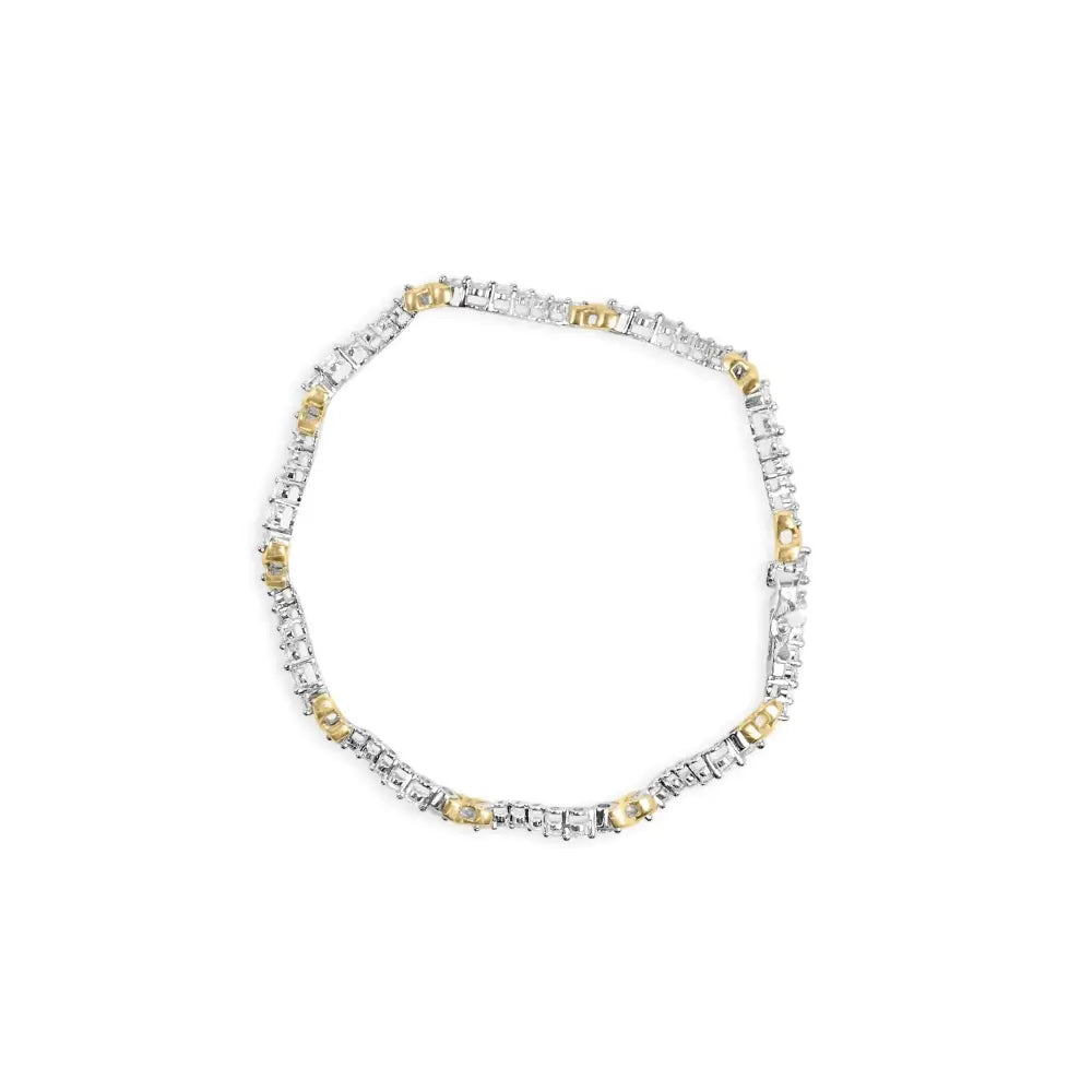 10k two-tone gold 2.00 cttw diamond x and wave link bracelet 7 inches bijoux-nyc direct