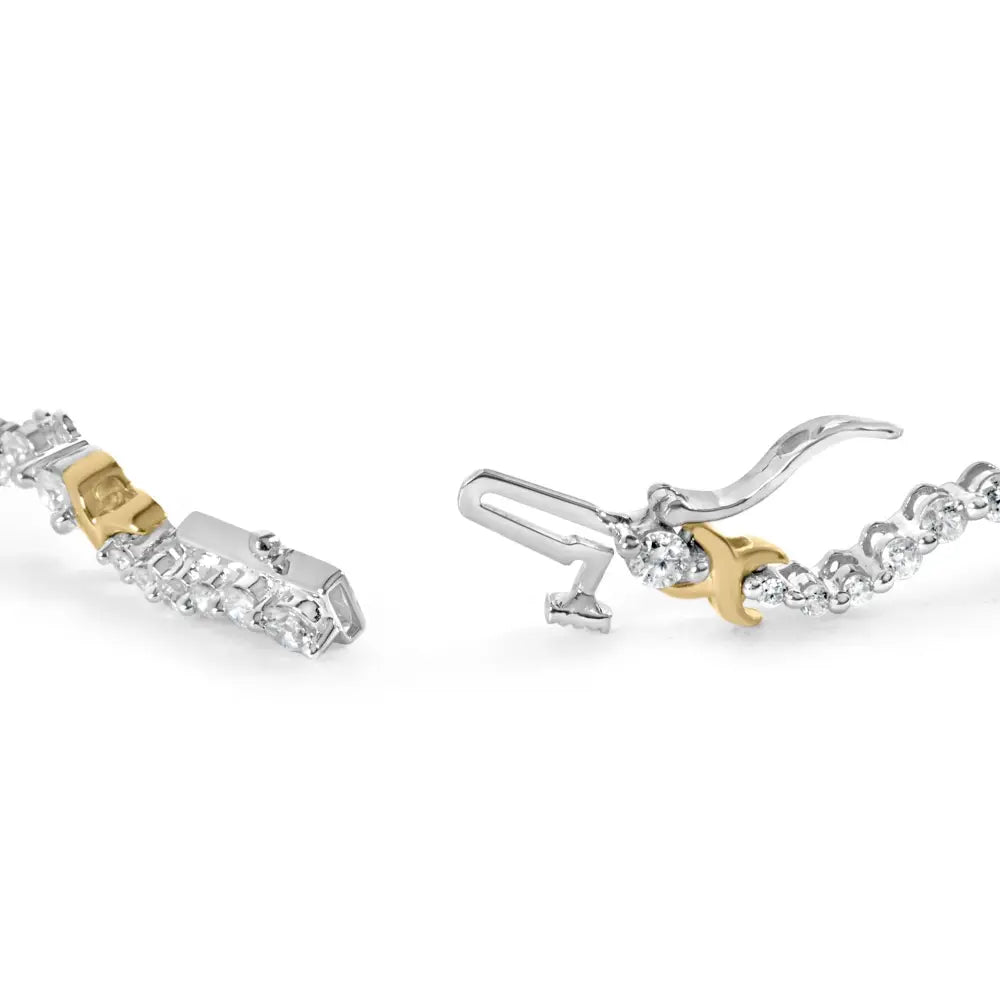 10k two-tone gold 2.00 cttw diamond x and wave link bracelet 7 inches bijoux-nyc direct