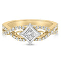 10k two tone 2/3 cttw princess diamond kite twist shank ring bijoux-nyc direct