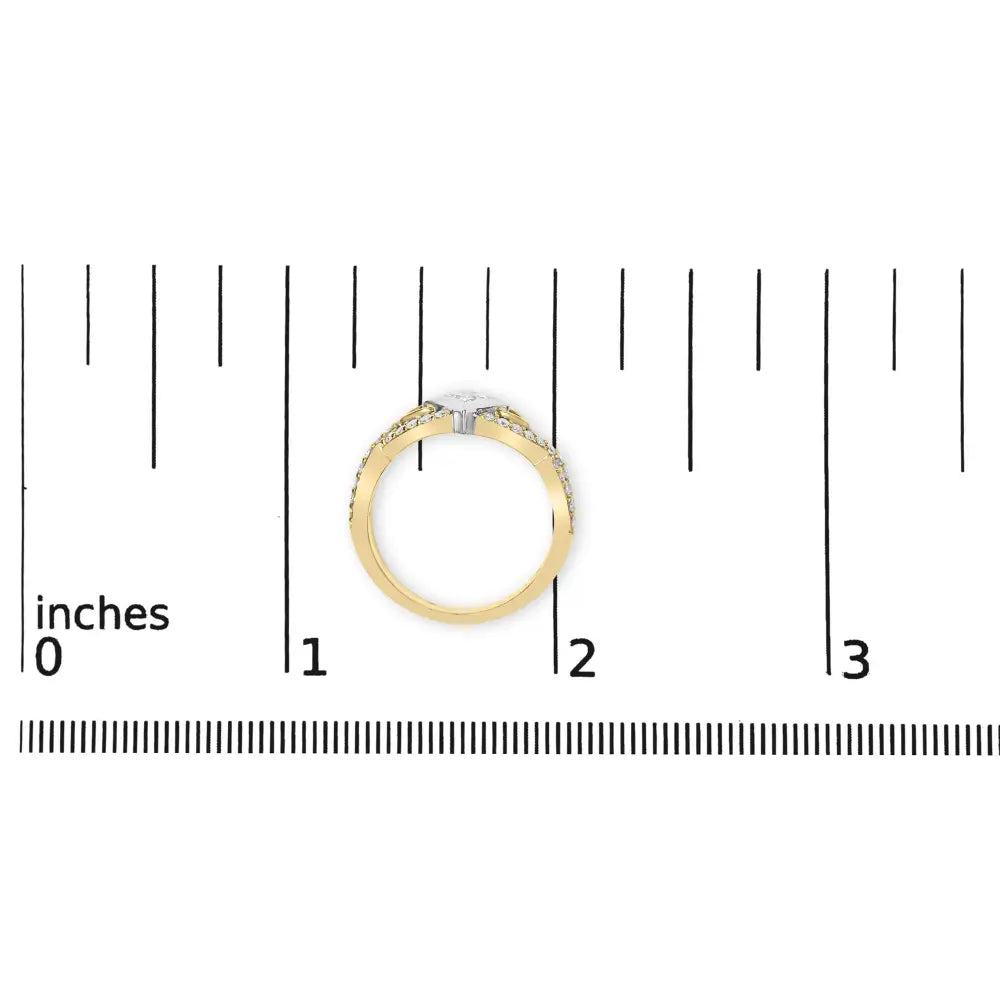 10k two tone 2/3 cttw princess diamond kite twist shank ring bijoux-nyc direct