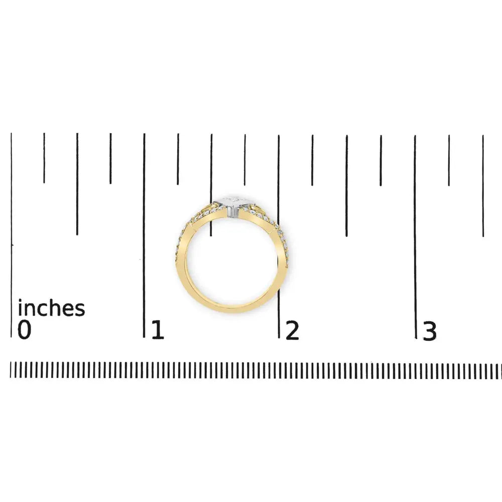 10K Two Tone Color 2/3 Cttw Diamond Kite and Twist Shank Ring (H-I Color,SI2-I1 Clarity) - Bijoux-NYC Direct