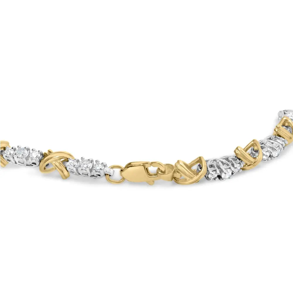 1.00 cttw diamond x-link bracelet in 10k two-tone gold size 7 bijoux-nyc direct