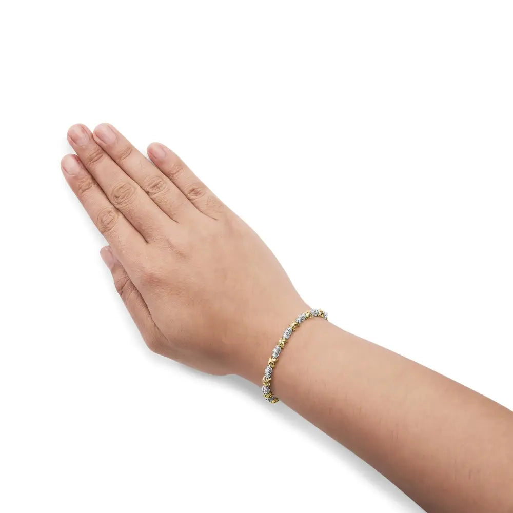 1.00 cttw diamond x-link bracelet in 10k two-tone gold size 7 bijoux-nyc direct