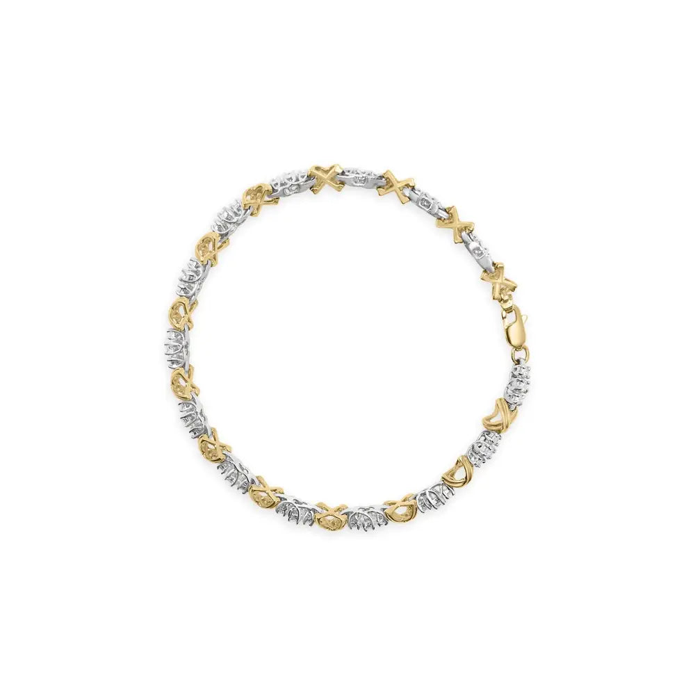 1.00 cttw diamond x-link bracelet in 10k two-tone gold size 7 bijoux-nyc direct