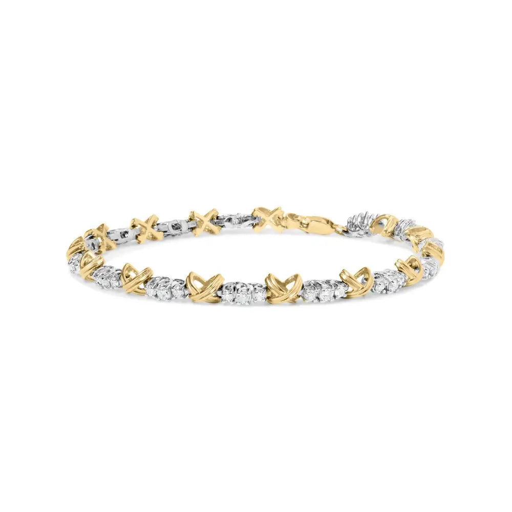 1.00 cttw diamond x-link bracelet in 10k two-tone gold size 7 bijoux-nyc direct
