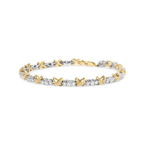 1.00 cttw diamond x-link bracelet in 10k two-tone gold size 7 bijoux-nyc direct