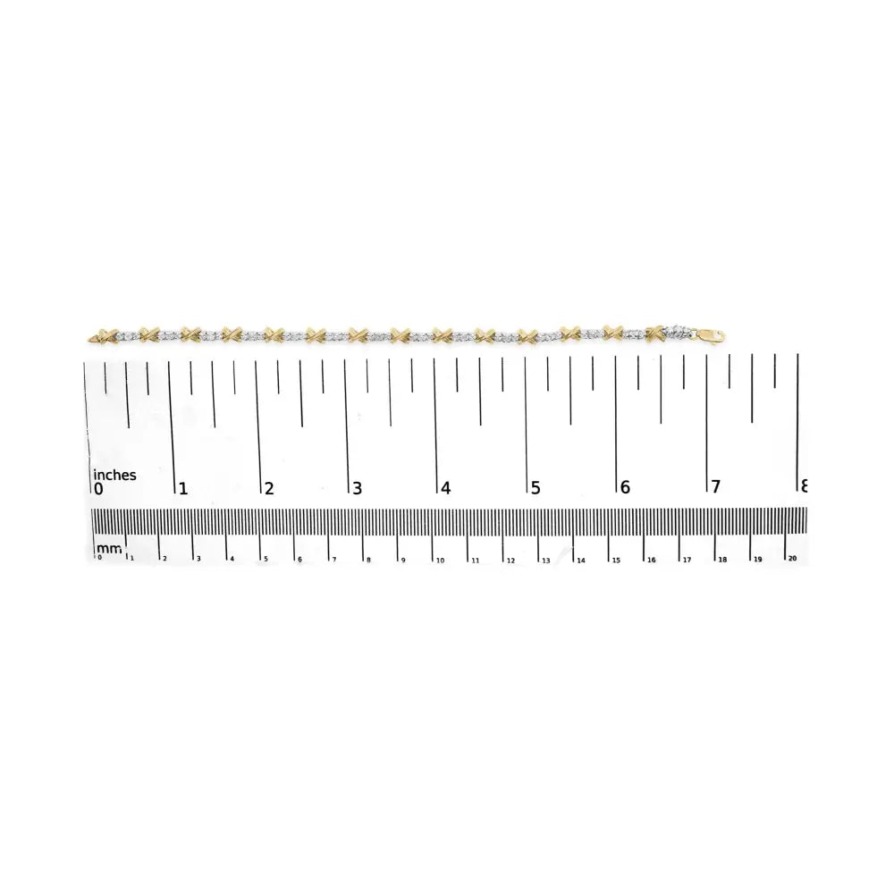 1.00 cttw diamond x-link bracelet in 10k two-tone gold size 7 bijoux-nyc direct