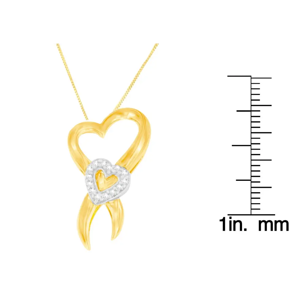 10K Two-Tone Gold 1/10 cttw Diamond Heart Pendant Necklace (H-I, I1-I2) - Bijoux-NYC Direct