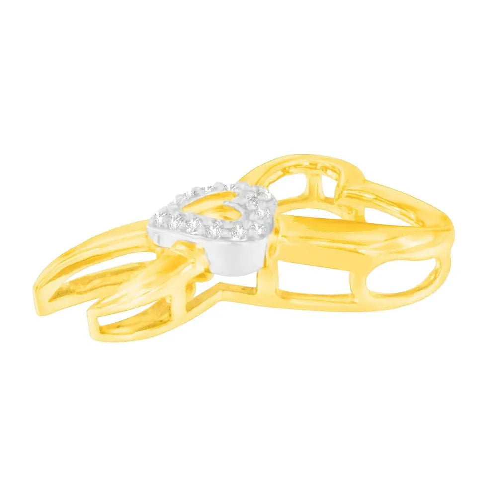 10K Two-Tone Gold 1/10 cttw Diamond Heart Pendant Necklace (H-I, I1-I2) - Bijoux-NYC Direct