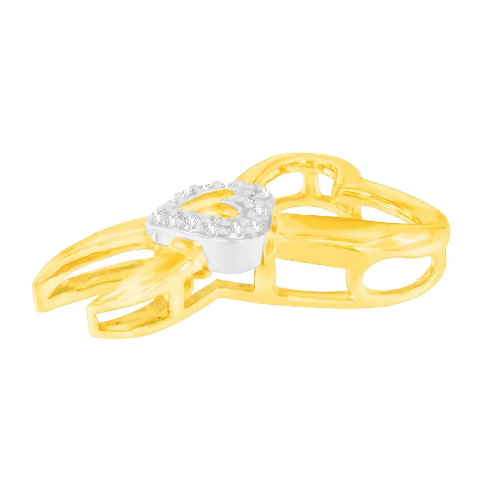 1/10 cttw diamond heart ribbon pendant necklace in 10k two-tone gold bijoux-nyc direct