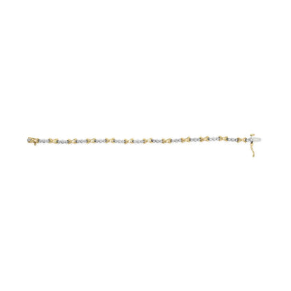 10k two tone gold 1/2 cttw diamond alternating 3 stone and x link 7’’ bracelet (i j color i2 i3 clarity) bracelets/bracelet/link