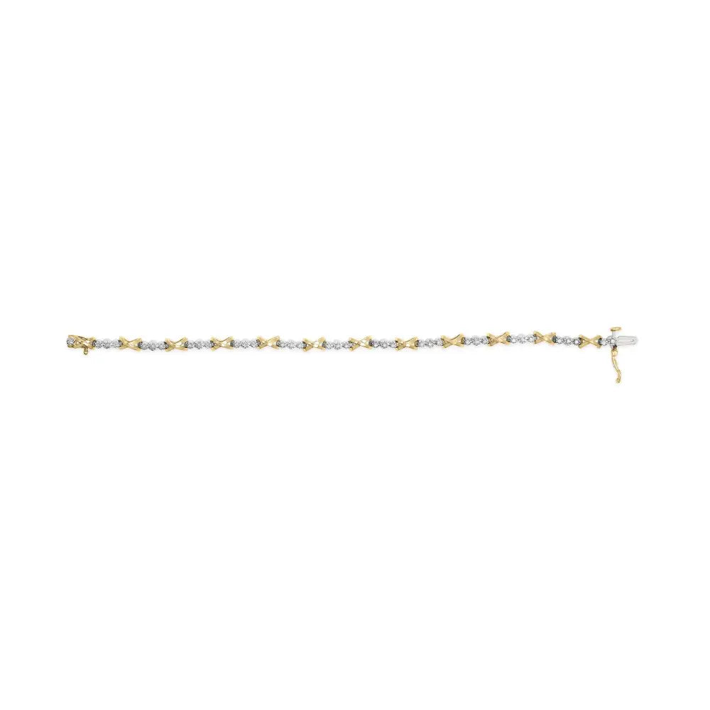 10k two-tone gold 1/2 cttw diamond alternating x-link 7’’ bracelet bijoux-nyc direct