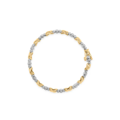 10k two tone gold 1/2 cttw diamond alternating 3 stone and x link 7’’ bracelet (i j color i2 i3 clarity) bracelets/bracelet/link