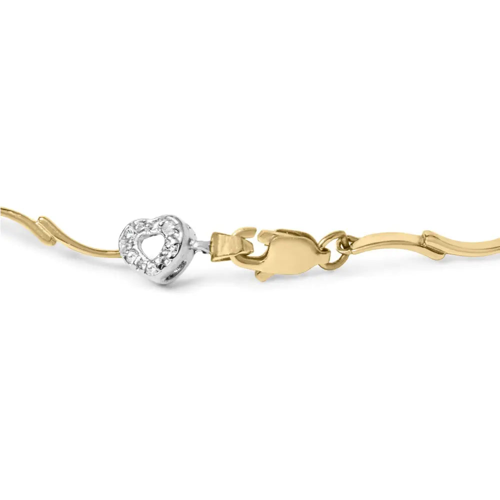 1/3 cttw diamond heart s-link bracelet in 10k two-tone gold 7.25 inch bijoux-nyc direct