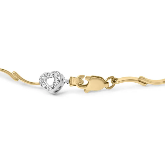 10k two tone gold 1/3 cttw diamond pave set heart s link 7.25’’ bracelet (i j color i2 i3 clarity) bracelets/bracelet/link