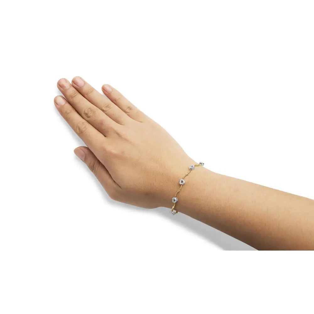 1/3 cttw diamond heart s-link bracelet in 10k two-tone gold 7.25 inch bijoux-nyc direct