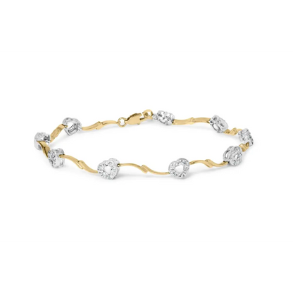 10k two tone gold 1/3 cttw diamond pave set heart s link 7.25’’ bracelet (i j color i2 i3 clarity) bracelets/bracelet/link