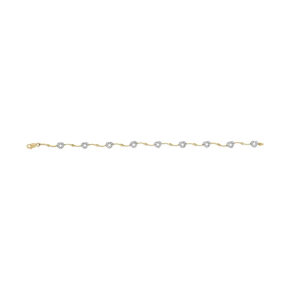 1/3 cttw diamond heart s-link bracelet in 10k two-tone gold 7.25 inch bijoux-nyc direct