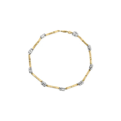 10k two tone gold 1/3 cttw diamond pave set heart s link 7.25’’ bracelet (i j color i2 i3 clarity) bracelets/bracelet/link