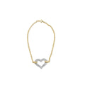 10k two tone gold 1/4 cttw diamond heart charm 7 inch bracelet bijoux-nyc direct