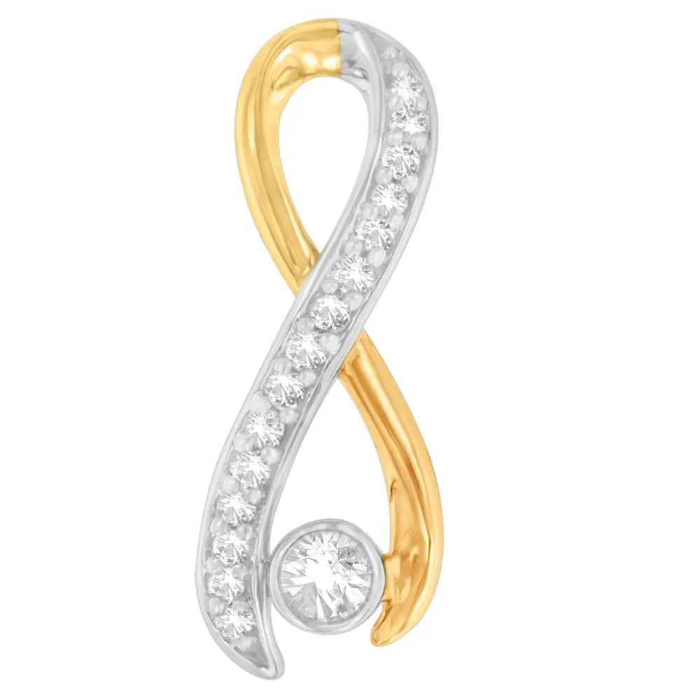 10k two-tone gold 1/5 cttw diamond radiant ribbon spiral necklace bijoux-nyc direct