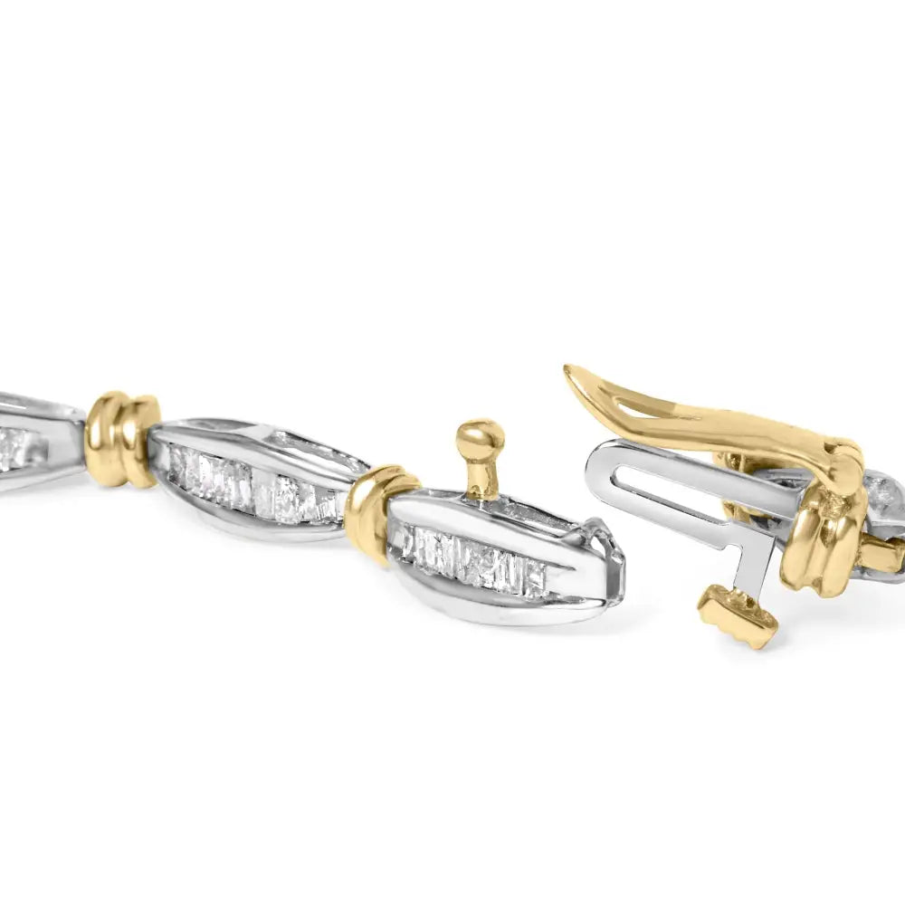 2.0 cttw baguette diamond channel link bracelet in 10k two-tone gold bijoux-nyc direct