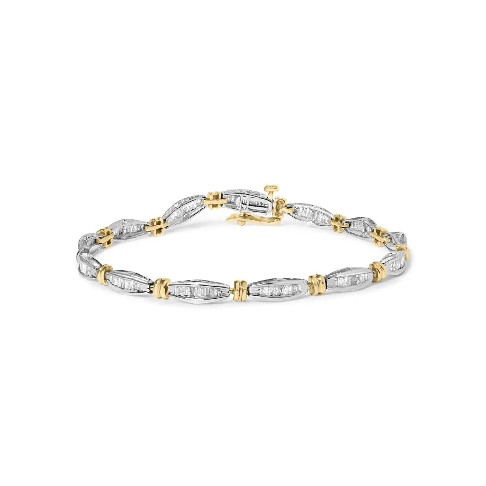 2.0 cttw baguette diamond channel link bracelet in 10k two-tone gold bijoux-nyc direct