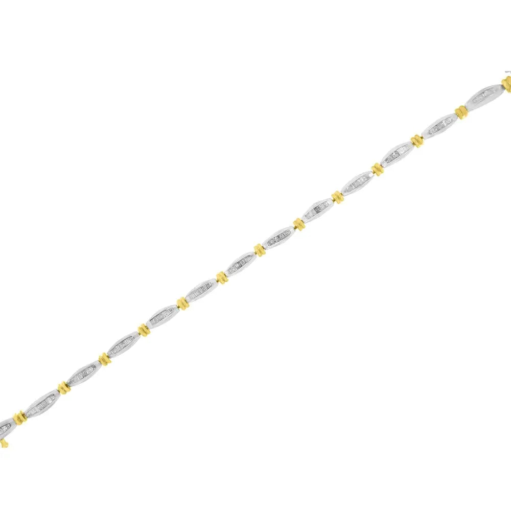 2.0 cttw baguette diamond channel link bracelet in 10k two-tone gold bijoux-nyc direct