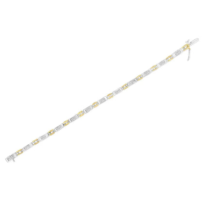 10K Two-Tone Gold Princess Cut Diamond Geo Link Bracelet (1.00 cttw, H-I Color, SI1-SI2 Clarity) - Bijoux-NYC Direct