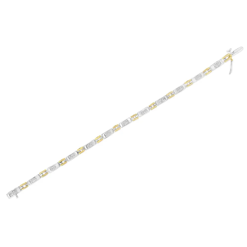 1.00 cttw princess cut diamond two-tone gold geometric link bracelet bijoux-nyc direct