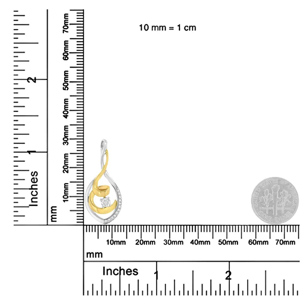 10k two-tone gold 1/4 cttw diamond spiral link 18 inch pendant necklace bijoux-nyc direct