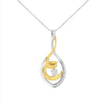 10k two-tone gold 1/4 cttw diamond spiral link 18 inch pendant necklace bijoux-nyc direct