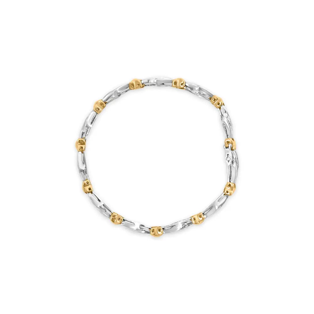10k two toned gold 2.00 cttw channel set baguette diamond weave and ’x’ spiral link bracelet (h i color i1 i2 clarity) 7’’