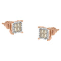 1/2 cttw princess cut diamond composite stud earrings in 10k two tone gold bijoux-nyc direct