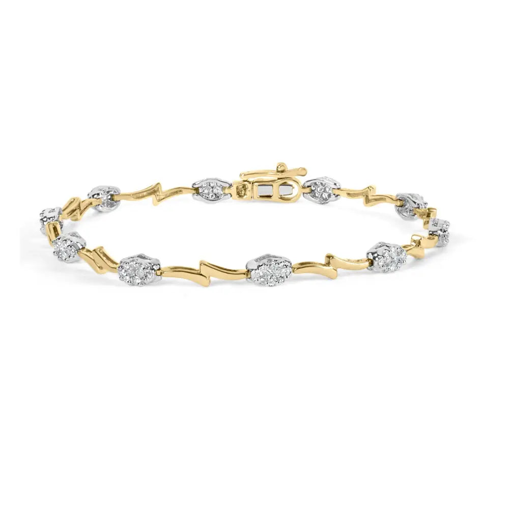 10k two-tone gold 1.00 cttw diamond oval cluster link bracelet 7 inch bijoux-nyc direct