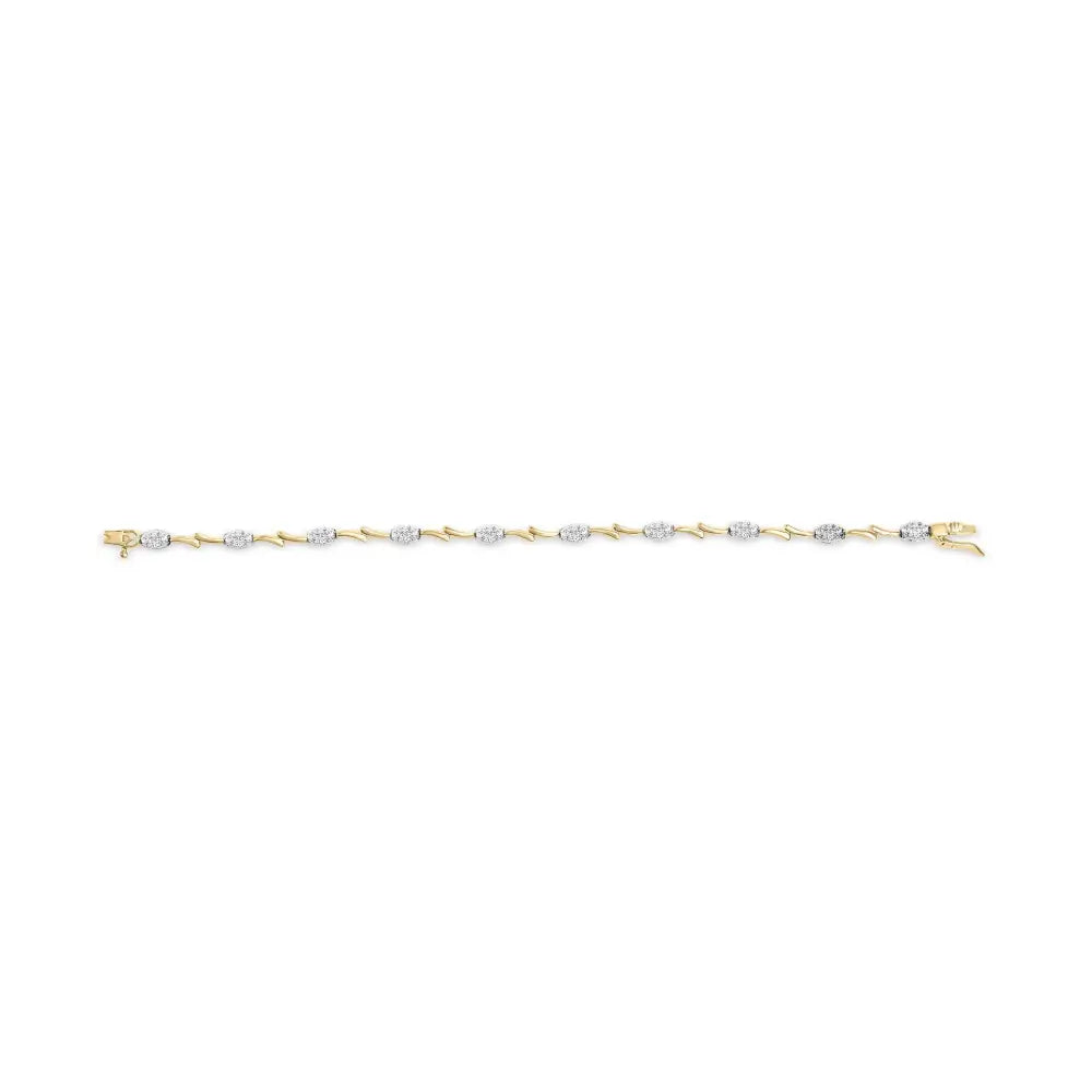 10k two-tone gold 1.00 cttw diamond oval cluster link bracelet 7 inch bijoux-nyc direct